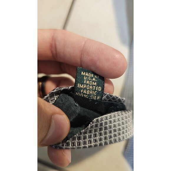 Lauren Ralph Lauren Mens Gray Tie Geometric Hand Made 100% Silk Made In USA - Picture 3 of 10